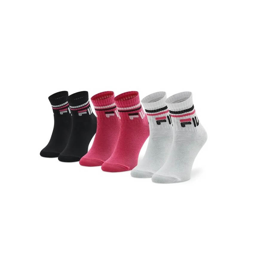 Fila παιδικές κάλτσες σετ τριών Μαύρο/Φούξια/Λευκό 1 Fila παιδικές κάλτσες σετ τριών Μαύρο/Φούξια/Λευκό