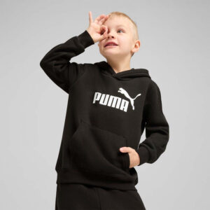Puma Fleece Παιδικό Φούτερ με Κουκούλα και Τσέπες Μαυρο